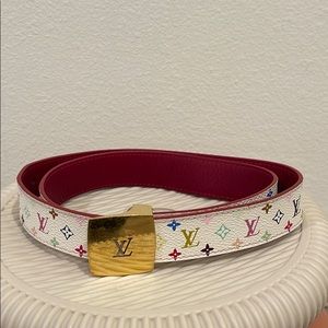 Louis Vuitton White Multicolor Belt